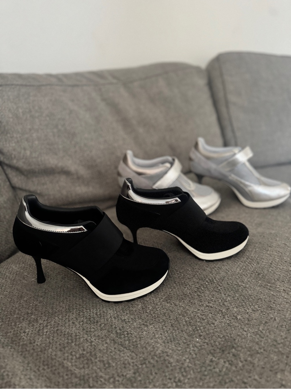 Women’s Gray or black Athletic Sneakers with Traction Sole and heel- brand new